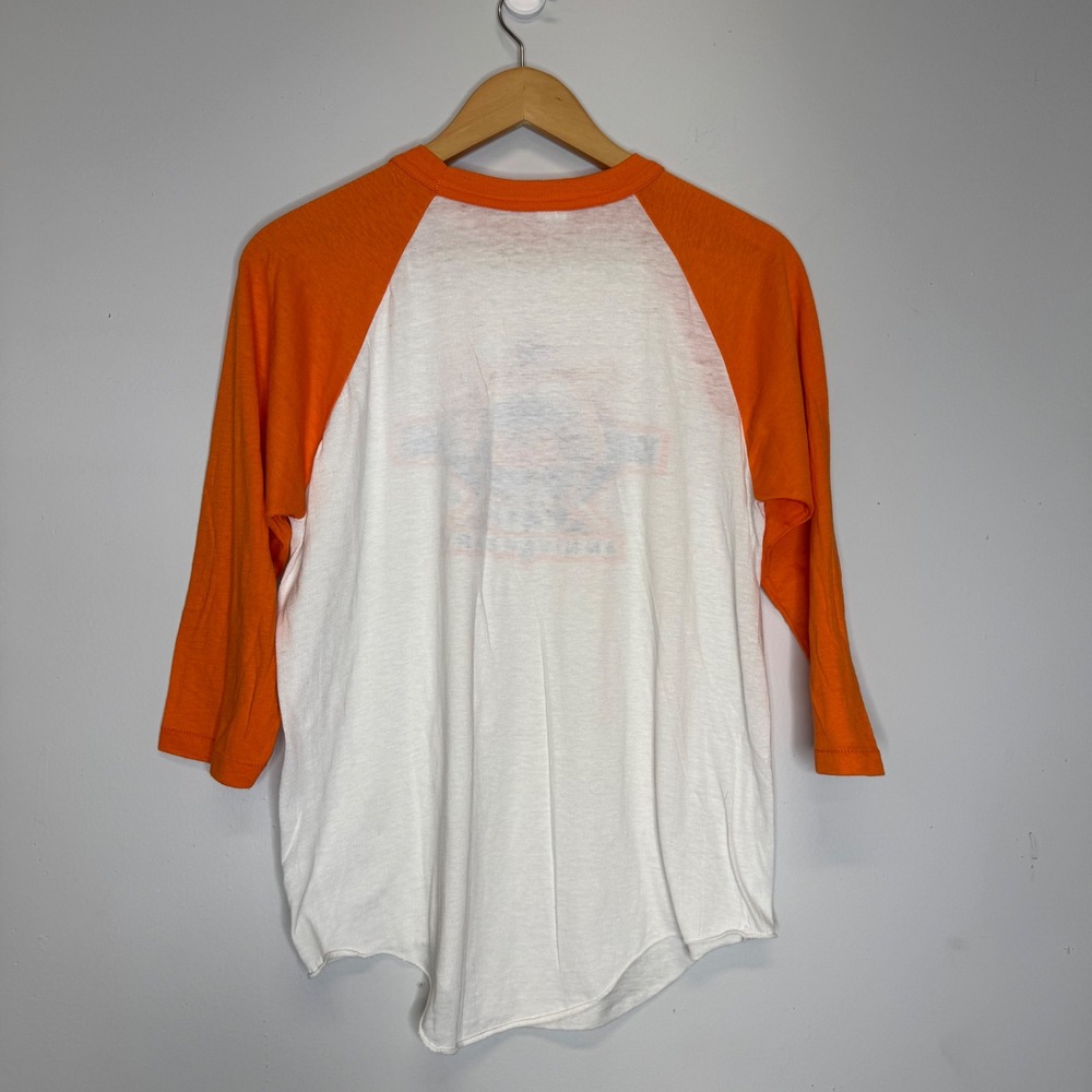 Vintage 1985 NY Mets 25th Anniversary Handtex Raglan Shirt Orange White Large - Picture 6 of 8